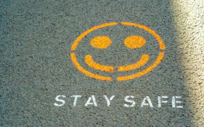 stay safe painted on pavement